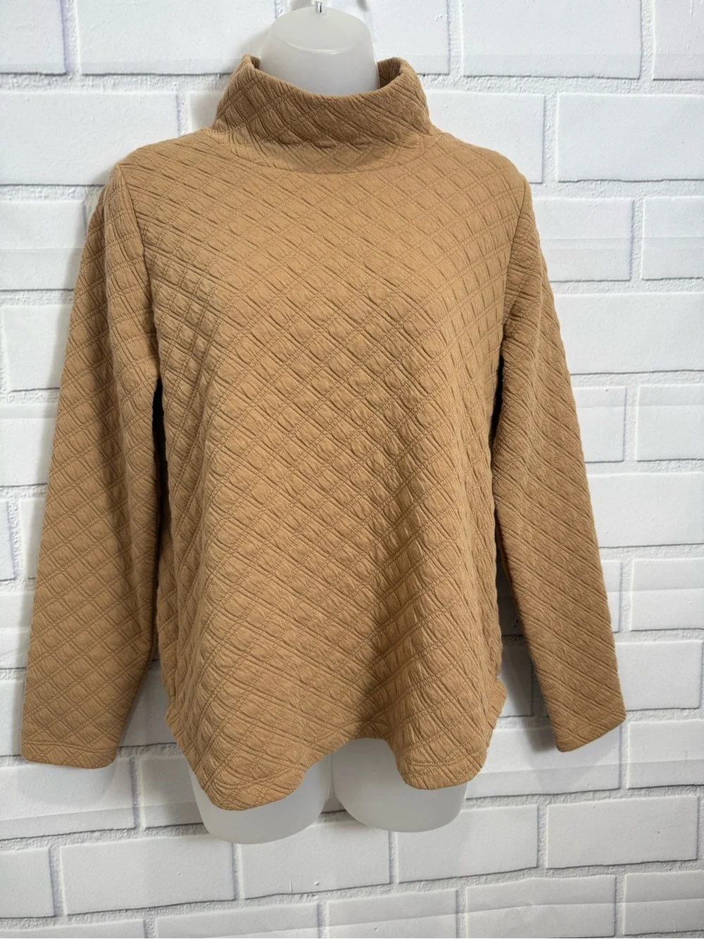 J.Crew Textured Turtleneck Sweater Camel Tan Size XS Cozy Chic neutral style